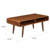 Rectangular Wooden Frame Coffee Table with 2 Open Shelves; Brown