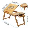 Bamboo Laptop Desk Breakfast Serving Bed Tray Foldable Leg Multi-Position Adjustable Tilt Surface Bed Lap Tray