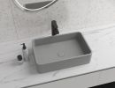 Square Concrete Vessel Bathroom Sink in Grey