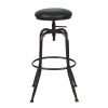 Walker Industrial Counter Bar Stools; Black PU (Set of 2); Height adjustable