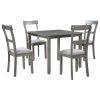 5 Piece Dining Table Set Industrial Wooden Kitchen Table and 4 Chairs for Dining Room (Grey)