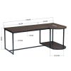 47.2''W x 25.6"D x 17.7"H Modern Industrial Style Rectangular Wood Grain Top Coffee Table with Metal Frame - Walnut & Black