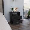 Napoles Nightstand; Superior Top; Two Drawers; One Shelf -Black