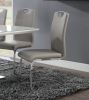 Unique Style Chrome Metal Finish Side Chairs 2pc Set Gray-Taupe Faux Leather Upholstered Casual Dining Furniture