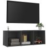 vidaXL TV Cabinet High Gloss Gray 42.1"x13.8"x14.6" Engineered Wood