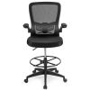 Height Adjustable Drafting Chair with Lumbar Support and Flip Up Arms