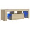 vidaXL TV Cabinet with LED Lights Sonoma Oak 47.2"x13.8"x15.7"