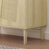 Kitchen storage cabinets with rattan decorative doors; buffets; wine cabinets; dining rooms; hallways; cabinet console tables; (Natural; 31.5''LX 15.8