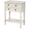 TREXM Narrow Console Table; Slim Sofa Table with Three Storage Drawers and Bottom Shelf (Ivory White)