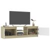 vidaXL TV Cabinet White and Sonoma Oak 47.2"x11.8"x14" Engineered Wood