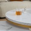 Modern Nesting coffee table; golden  metal frame with marble color top-23.6"