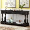 TREXM Console Table 64&quot; Long Extra-thick Sofa Table with Drawers and Shelf for Entryway; Hallway; Living Room (Distressed Black)