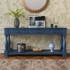 TREXM Console Table 64" Long Extra-thick Sofa Table with Drawers and Shelf for Entryway; Hallway; Living Room (Navy Blue)