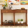 TREXM Console Table Sofa Table with Drawers Console Tables for Entryway with Drawers and Long Shelf Rectangular (Antique Walnut)