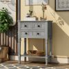 TREXM Narrow Console Table; Slim Sofa Table with Three Storage Drawers and Bottom Shelf for Living Room; Easy Assembly (Gray Wash)