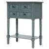 TREXM Narrow Console Table; Slim Sofa Table with Three Storage Drawers and Bottom Shelf for Living Room; Easy Assembly (Navy)