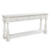 TREXM Console Table 64&quot; Long Sofa Table Easy Assembly with Drawers and Shelf for Entryway; Hallway; Living Room (Antique White)