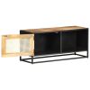 vidaXL TV Cabinet 35.4"x11.8"x15.7" Rough Mango Wood and Natural Cane