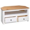 vidaXL Corner TV Cabinet White 36.6"x19.3"x19.3" Solid Pine Panama Range