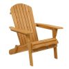 Folding Wooden Adirondack Lounger Chair with Natural Finish