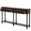 TREXM Console Table Sofa Table Easy Assembly with Two Storage Drawers and Bottom Shelf for Living Room; Entryway (Espresso)