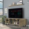 Valdivia Tv Stand for TVÂ¬Â¥s up 70"; Four Open Shelves; Five Legs -Light Oak