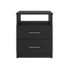 Napoles Nightstand; Superior Top; Two Drawers; One Shelf -Black