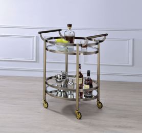 Lakelyn Serving Cart; Brushed Bronze &amp; Clear Glass 98190