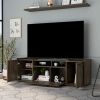 Lyon Tv Stand for TVÂ¬Â¥s up 55"; One Cabinet; Double Door -Dark Walnut