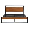 Queen Size Metal Platform Bed Frame with Sockets; USB Ports and Slat Support ; No Box Spring Needed Black