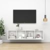 vidaXL Wall-mounted TV Cabinet High Gloss White 14.6"x14.6"x56.1" Engineered Wood