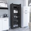 Multistorage Pantry Cabinet; Five Shelves; Double Door Cabinet -Black