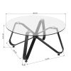 Round Coffee Table for Living Room; 31.5-inch Modern Sofa Side End Table with Tempered Glass Top & Metal Legs; Accent Cocktail Tea Table; 31.5 x 31.5