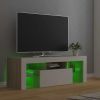 TV Cabinet with LED Lights White and Sonoma Oak 47.2"x13.8"x15.7"