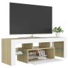 TV Cabinet with LED Lights White and Sonoma Oak 47.2"x13.8"x15.7"