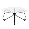 Round Coffee Table for Living Room; 31.5-inch Modern Sofa Side End Table with Tempered Glass Top & Metal Legs; Accent Cocktail Tea Table; 31.5 x 31.5