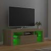 vidaXL TV Cabinet with LED Lights Sonoma Oak 47.2"x13.8"x15.7"