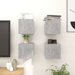 vidaXL Wall Mounted TV Cabinets 4 pcs Concrete Gray 12"x11.8"x11.8"