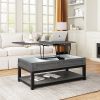 U-style Lift Top Coffee Table with Inner Storage Space and Shelf