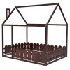 (Slats are not included) Full Size Wood Bed House Bed Frame with Fence; for Kids; Teens; Girls; Boys (Espresso )(OLD SKU:WF281294AAP)