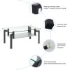 Rectangle Black Glass Coffee Table; Clear Coffee Table; Modern Side Center Tables for Living Room; Living Room Furniture