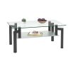 Rectangle Black Glass Coffee Table; Clear Coffee Table; Modern Side Center Tables for Living Room; Living Room Furniture