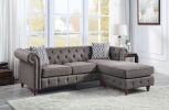 Waldina Reversible Sectional Sofa in Brown Fabric LV00499