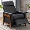 Set of Two Wood-Framed PU Leather Recliner Chair Adjustable Home Theater Seating with Thick Seat Cushion and Backrest Modern Living Room Recliners; Bl