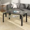 Rectangle Black Glass Coffee Table; Clear Coffee Table; Modern Side Center Tables for Living Room; Living Room Furniture