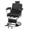 Reclining Barber Chair Hydraulic Salon Chair with Diamond pattern - black+silver