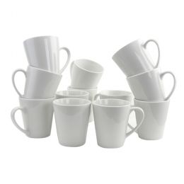 Gibson Home Noble Court 12 oz. Mug Set in White, Set of 12