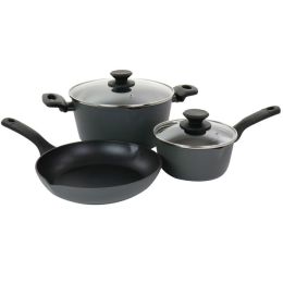 Oster Kingsway 5 Piece Aluminum Nonstick Cookware Set in Black