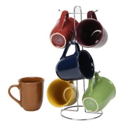 Gibson Home Cafe Amaretto 7 -Piece Mug Set With Wire Rack