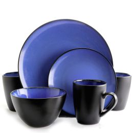 Gibson Elite Soho Lounge Round 16-Piece Dinnerware Set, Blue